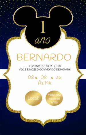 Mickey Mouse Birthday Invitation – Static – FLORZINHA CONVITES