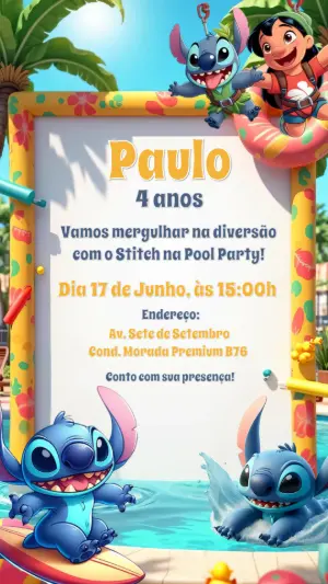Invitación de cumpleaños Stitch – Estático – CollorGraph Convites