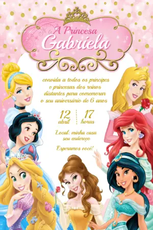 Invitación de cumpleaños Princesas – Estático – Ana Clara