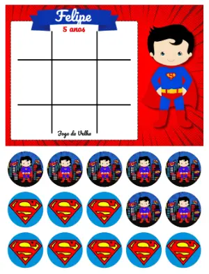 Lembrancinha Jogo da Velha Superman Baby para Editar
