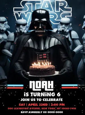 Star Wars Birthday Invitation with Darth Vader to Edit Online