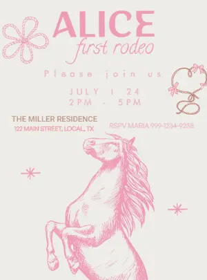 First Rodeo Cowgirl Birthday Invitation to Edit Online