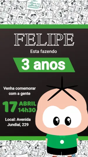 Convite Aniversário Cebolinha Toy para Editar Online