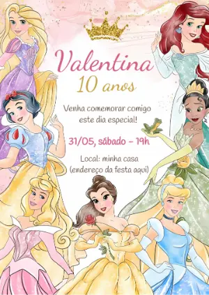 Invito di compleanno Principesse – Statico – Convites digitais - Edite você mesmo