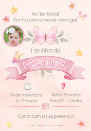 Convite Jardim das Borboletas com Foto para Editar