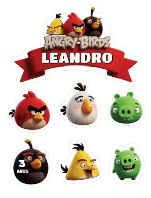 Topo de Bolo Angry Birds Editável para Festa de Aniversário