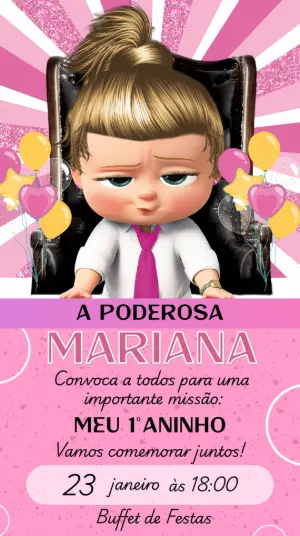 Convite Aniversário A Poderosa Chefinha para Editar Online
