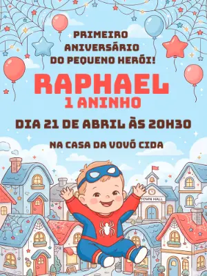 Convite de Aniversário Homem Aranha Baby Fofo para Editar