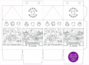 Caixa Milk Aniversário Bobbie Goods para Colorir Editável
