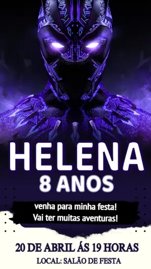 Convite de Aniversário Pantera Negra Roxo para Editar