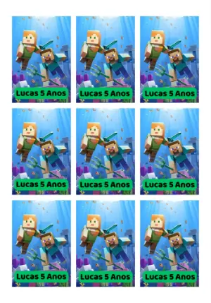 Tag de Aniversário Minecraft com Personagens para Editar Online