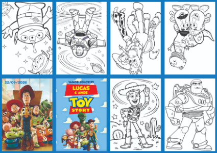 Livrinho de Colorir Toy Story para Aniversário Editável