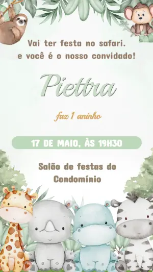 Safari Birthday Invitation – Static – Arte Coelho Digital