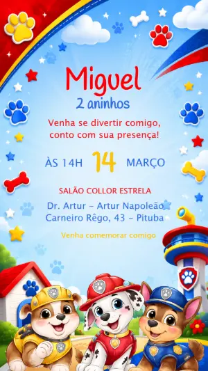 Invito di compleanno Paw Patrol – Statico – CollorGraph EDITOR