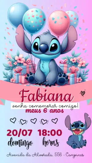 Invitación de cumpleaños Stitch – Estático – demax papelaria