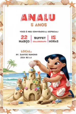 Invitación de cumpleaños Stitch – Estático – CollorGraph Convites