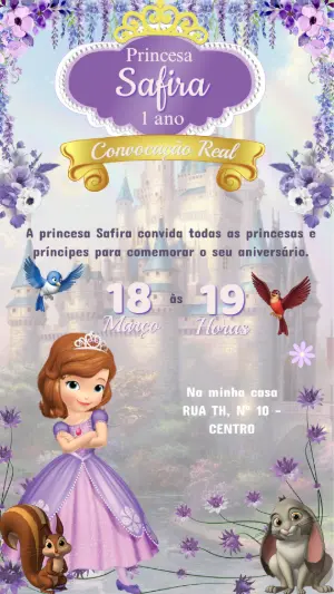 Convite Aniversário Princesinha Sofia para Editar Online