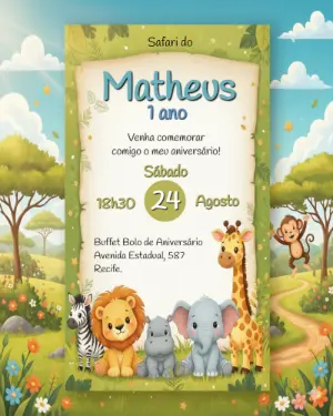 Safari Birthday Invitation – Static – Déborah Olimpio Garcia