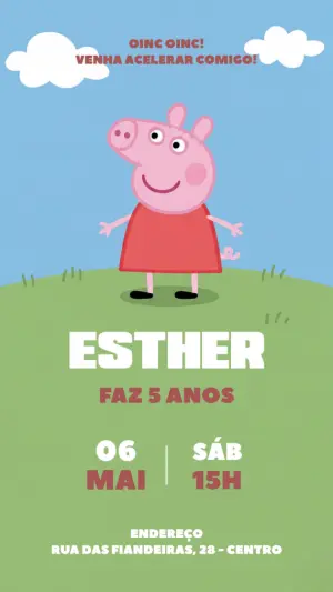 Convite de Aniversário Peppa Pig para Editar Online