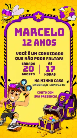 Convite de Aniversário Natan por aí Editável e Digital