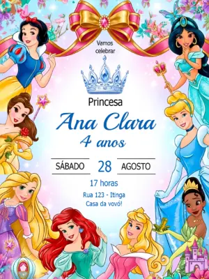 Invitación de cumpleaños Princesas – Estático – Fernando Martins