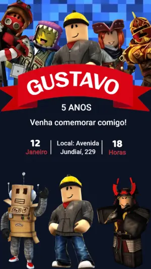Convite Aniversário Roblox