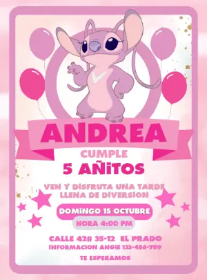 Invitación de Cumpleaños de Angel Rosa para Editar