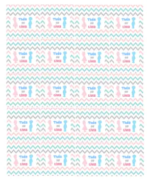 Tag para Chá Revelação Chevron Rosa e Azul Editável