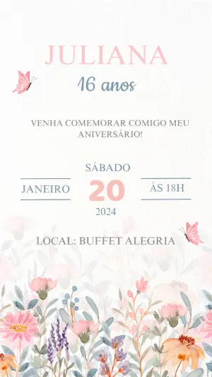 Convite Animado Aniversário Jardim Encantado para Editar Online