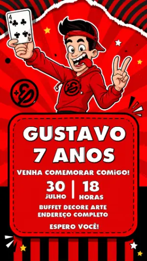 Convite de Aniversário Youtuber Enaldinho Modelo Editável