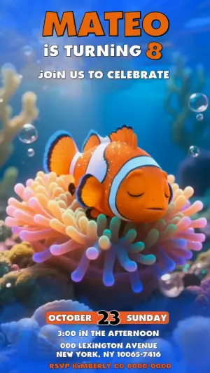 Animated Finding Nemo Birthday Video Invitation | Editable Template