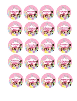 Adesivo Redondo Princesas para Aniversário Editável