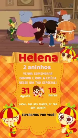 Convite Animado Aniversário Emília Sítio do Pica Pau Amarelo