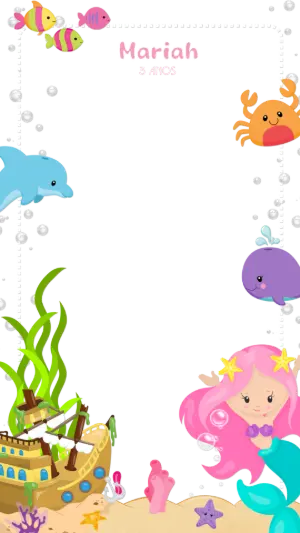 Moldura de Aniversário Sereia para Foto para Editar Online