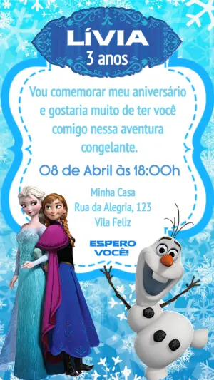 Convite de Aniversário Frozen Aventura Congelante Editável