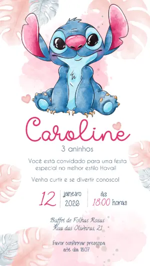 Stitch Birthday Invitation – Static – Felicity Artes