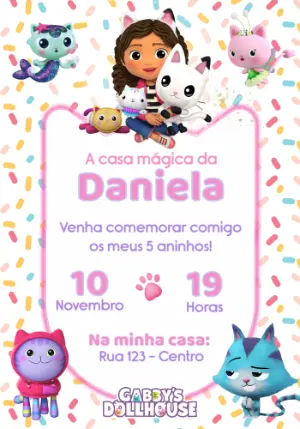 Convite Aniversário A Casa Mágica da Gabby para Editar Online