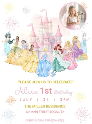 Invito di compleanno Principesse – Statico – Decore Arte