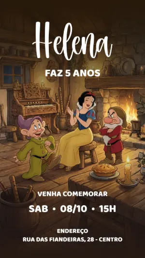 Convite de Aniversário Branca de Neve Clássico para Editar