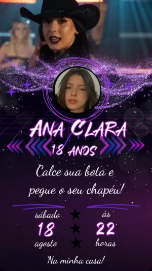 Convite Animado Aniversário Boiadeira para Editar Online