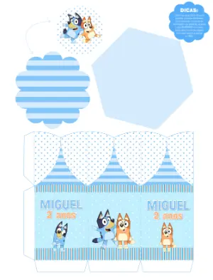 Centro de Mesa Personalizável Tema Bluey para Aniversário Editável