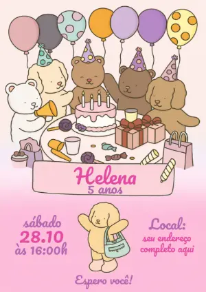 Convite de Aniversário Infantil Bobbie Goods Editável