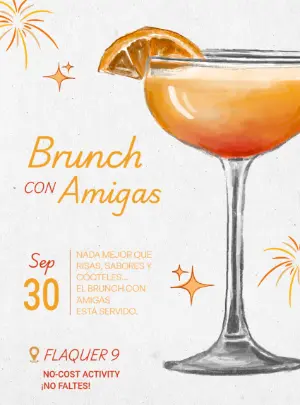 Invitación para Brunch con Amigas Estilo Acuarela Editable