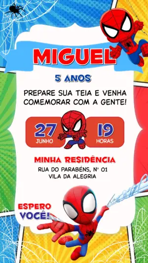 Convite de Aniversário Homem-Aranha Baby Gibi para Editar