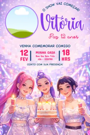Invitation d'anniversaire KPop Demon Hunters – Statique – Jotta Arts