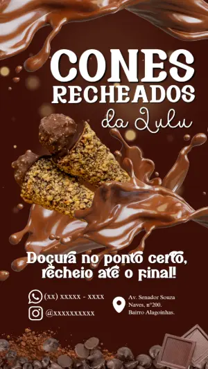 Flyer Editável de Cones Recheados de Chocolate