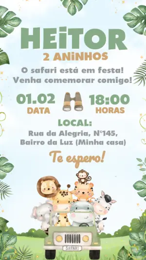 Safari Birthday Invitation – Static – Borboleta Convites