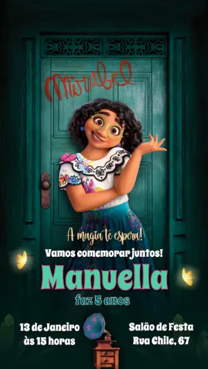 Convite Aniversário Encanto com Mirabel para Editar Online