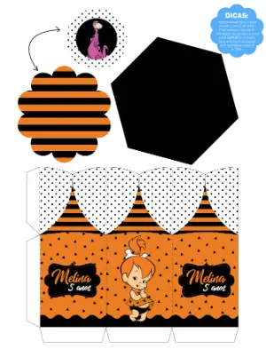 Centro de Mesa Flintstones Pedrita Editável para Aniversário