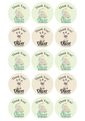 Cute Safari Animals Birthday Favor Tags - Editable Template